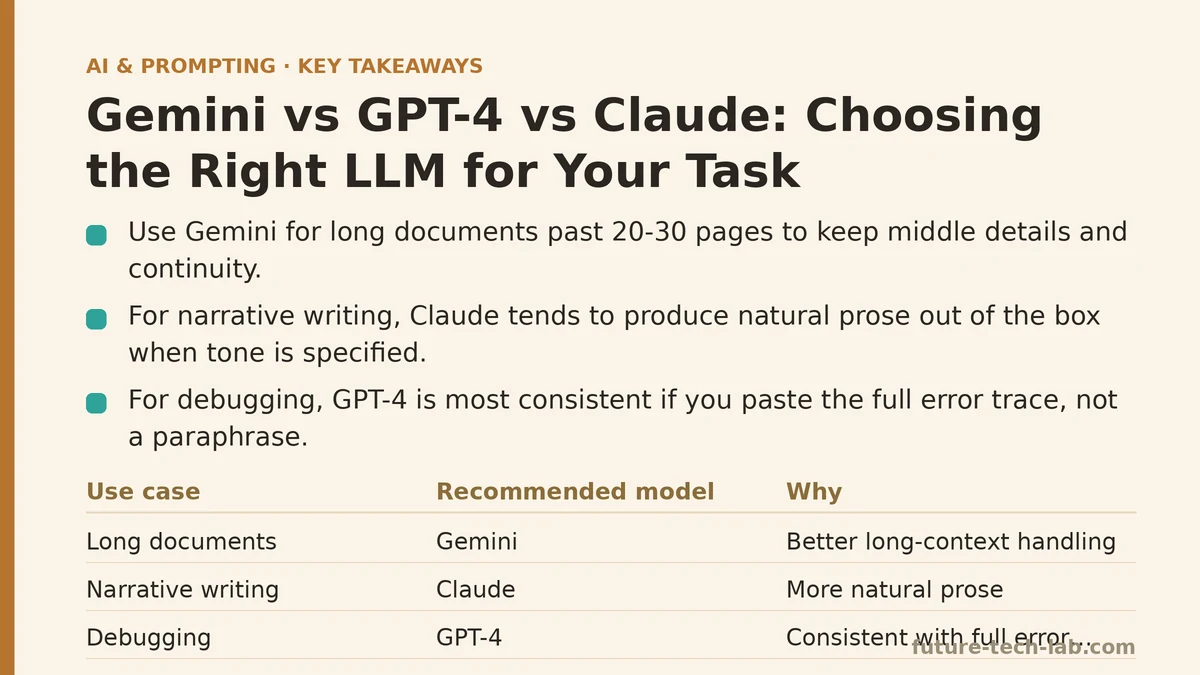 Gemini vs GPT-4 vs Claude: Choosing the Right LLM for Your Task